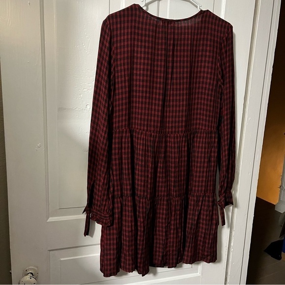 Rails Raine Garnet Ash Check Shirt Dress Long Sleeve Red Black Small K2 - Picture 7 of 13
